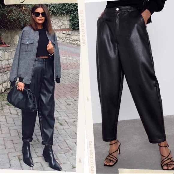Zara high waisted faux leather pants Clearance